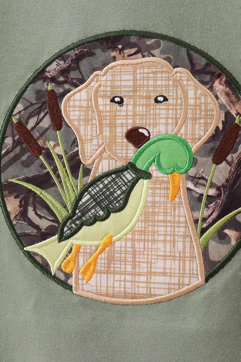Camouflage dog hunting applique pants set