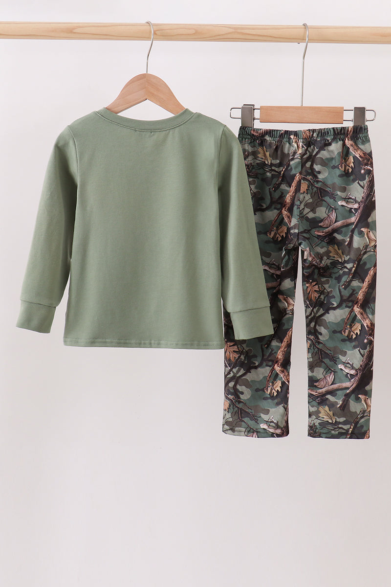 Camouflage dog hunting applique pants set
