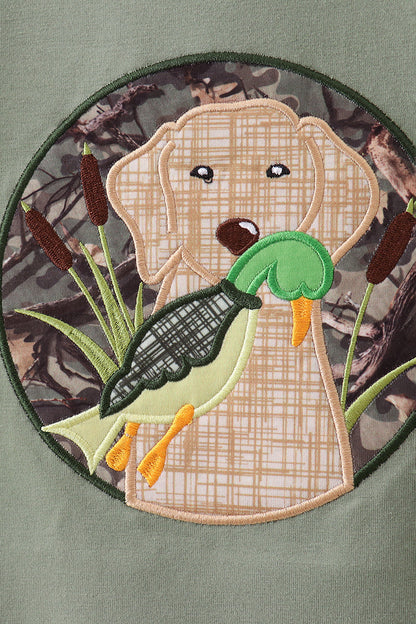 Camouflage dog hunting applique pants set