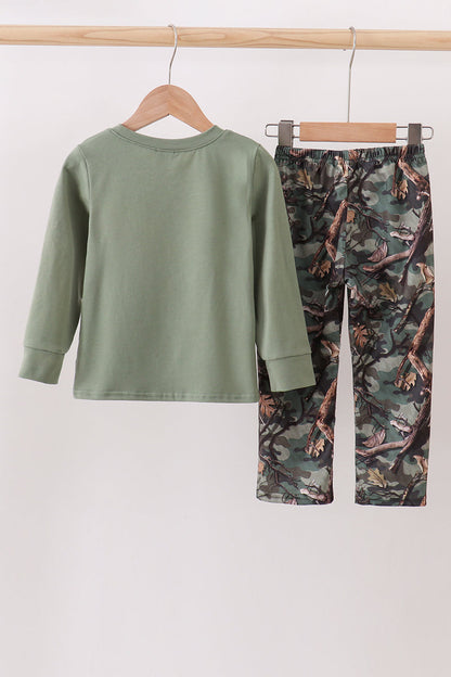 Camouflage dog hunting applique pants set
