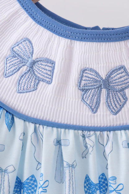 Blue bow smocked dress